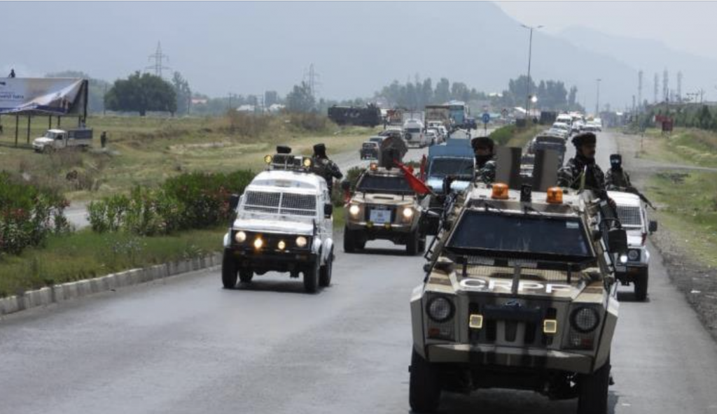 An further group of pilgrims departs for the Amarnath Yatra