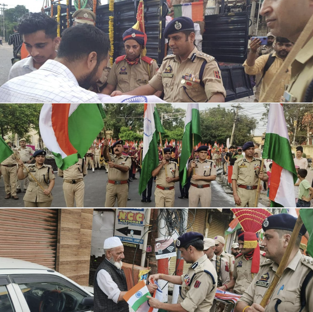 Grand Tiranga Rally observed as a part ”Meri Mitti Mera Desh” Campaign to celebrate Independence Day by Jammu Police