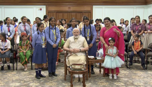 Schoolgirls Tie Rakhi To PM Modi On Raksha Bandhan