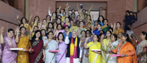 Women members chant PM's name, present bouquet to him after historic passage of women’s quota Bill in Parliament