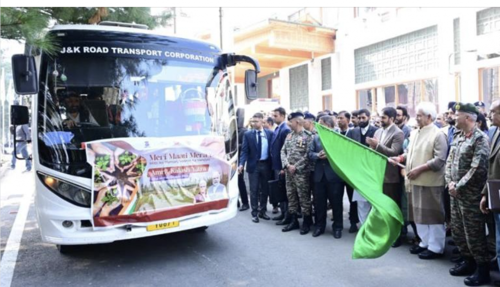 LG Sinha receives Amrit Kalash from all Blocks and Municipal bodies of Kashmir Division