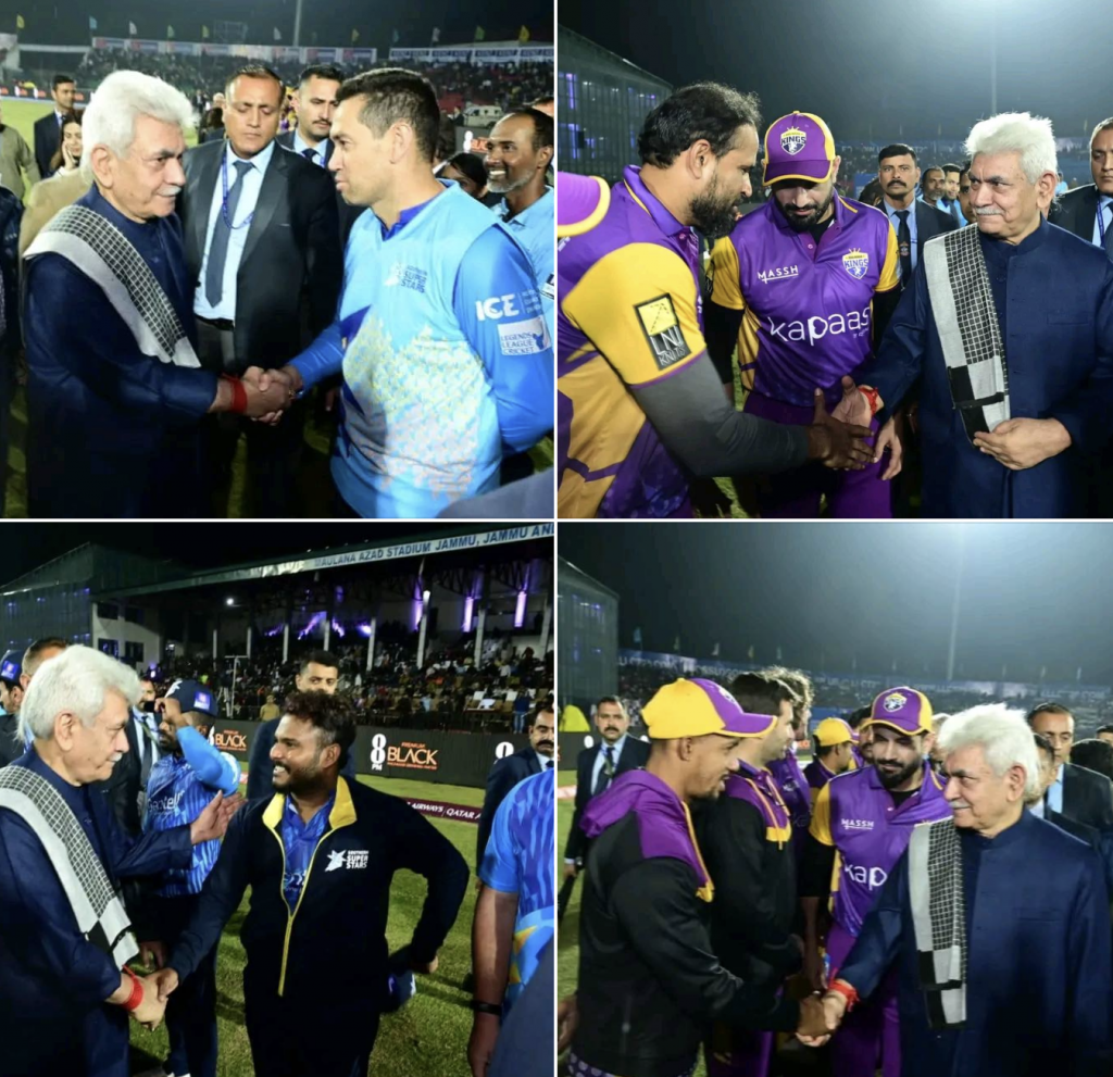 LG meets former international cricketers at M A Stadium, Jammu