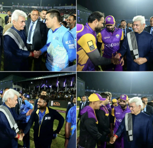 LG meets former international cricketers at M A Stadium, Jammu