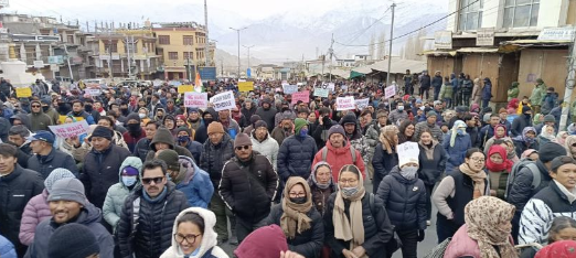 Kargil observes complete bandh, massive protest rally taken out in Leh on KDA, LAB call