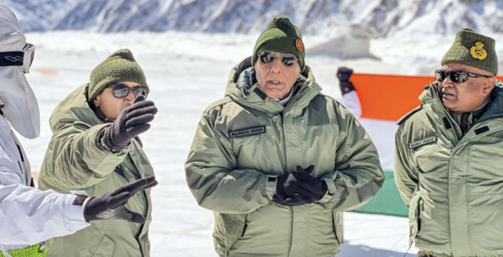 Defense Minister Rajnath Singh visits Siachen; reviews military preparedness