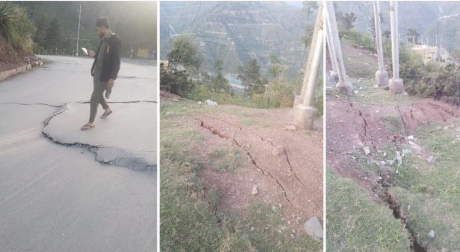 Around 24 residential houses develop cracks as major portion of road collapses in Ramban