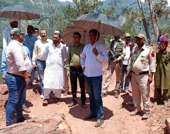 DDC Ramban inspects restoration work land subsidence hit Pernote area
