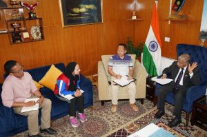 Taekwondo player Shahnaz calls on LG Ladakh