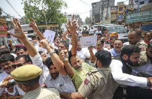 Cong Holds Protest Against BJP Govt’s ‘Failure’ To Curb Terrorism In J&K