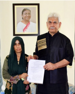 LG Sinha Hands Over Appointment Letter To Wife Of Civilian Bus Driver Martyred In Reasi Terror Attack