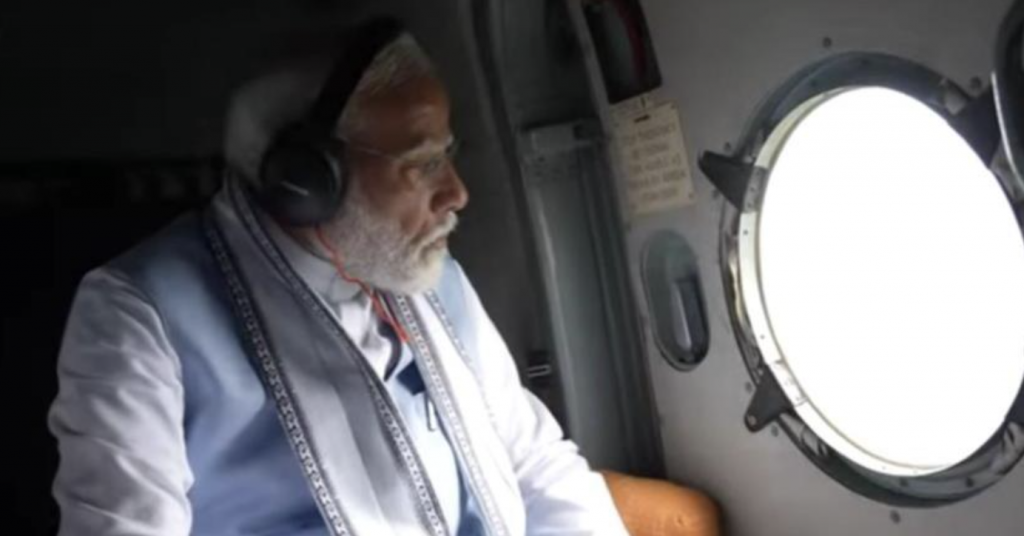 PM Narendra Modi undertakes aerial survey of landslide-affected areas in Wayanad