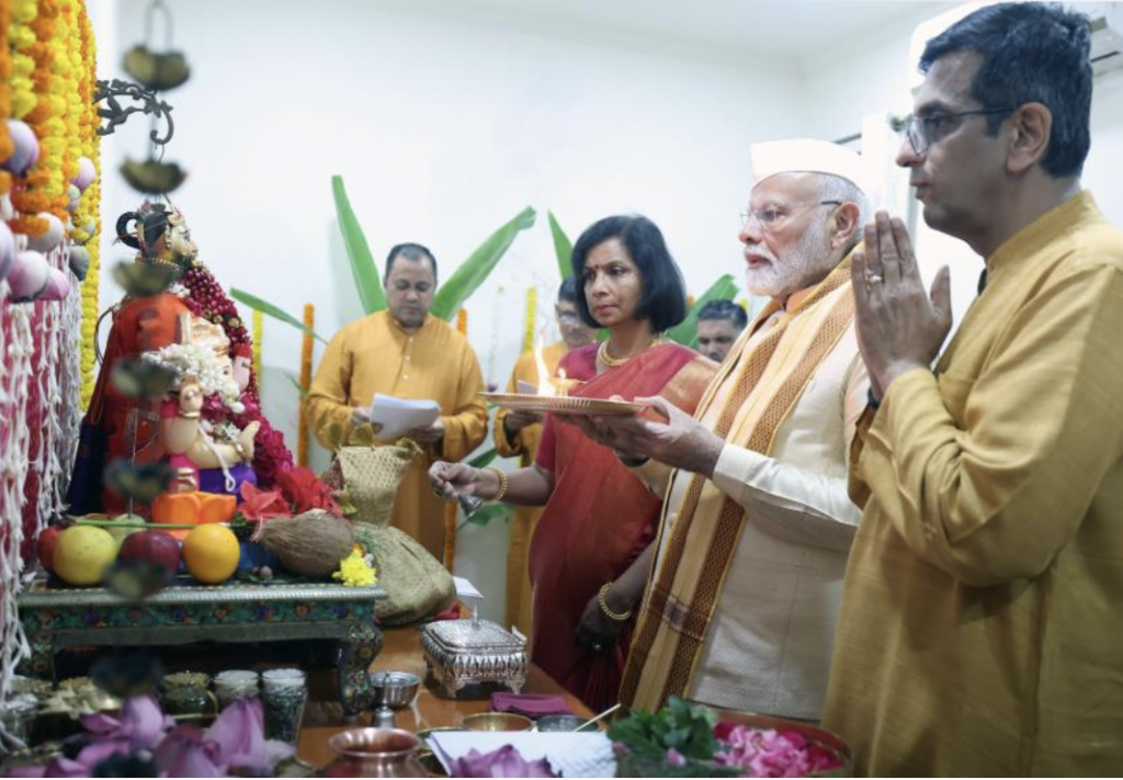 Row over PM Modi attending Ganpati Puja celebrations at CJI’s residence: BJP slams opposition