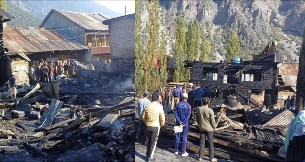 4 houses, 10 shops damaged in massive fire in Gurez market