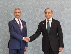 Pakistan PM Shehbaz Sharif welcomes EAM S Jaishankar at SCO Summit