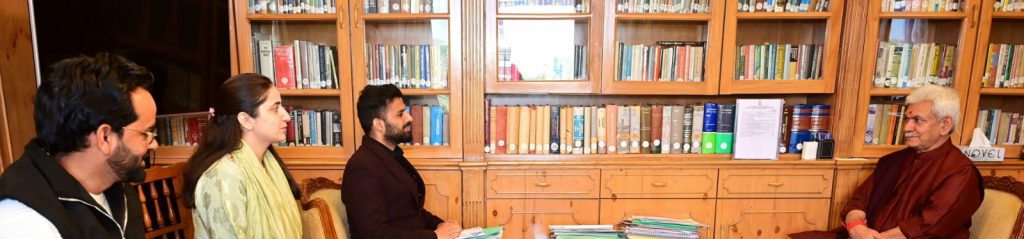 Sh Wajahat Farooq Bhat, Chairman, Save Youth Save Future Foundation, today called on Lieutenant Governor Shri Manoj Sinha at Raj Bhawan.