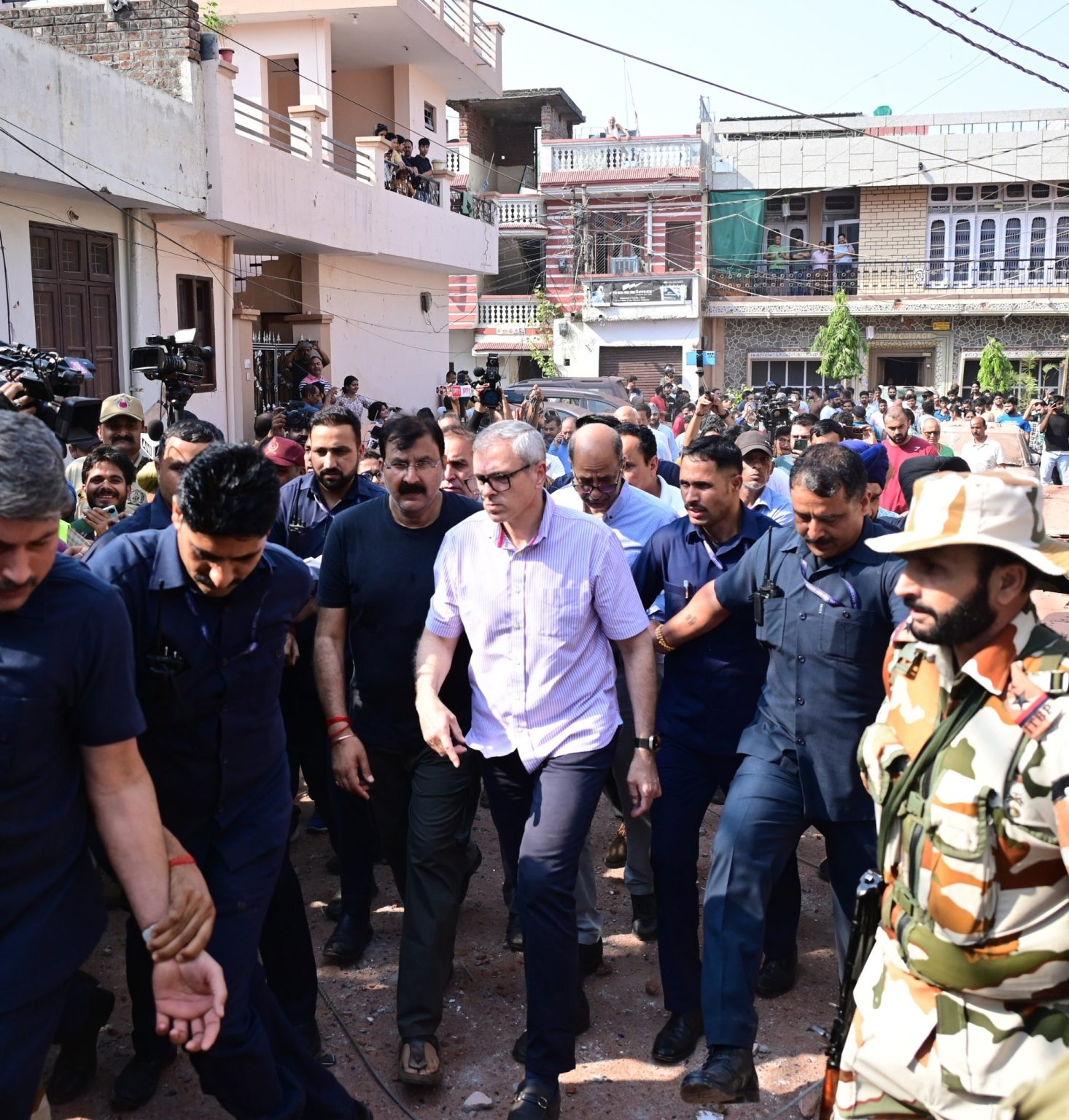 CM Omar Abdullah Visits Residential Areas Hit By Large Explosions In Jammu