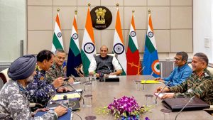 DM Rajnath Singh Reviews Security Situation With CDS, 3 Service Chiefs