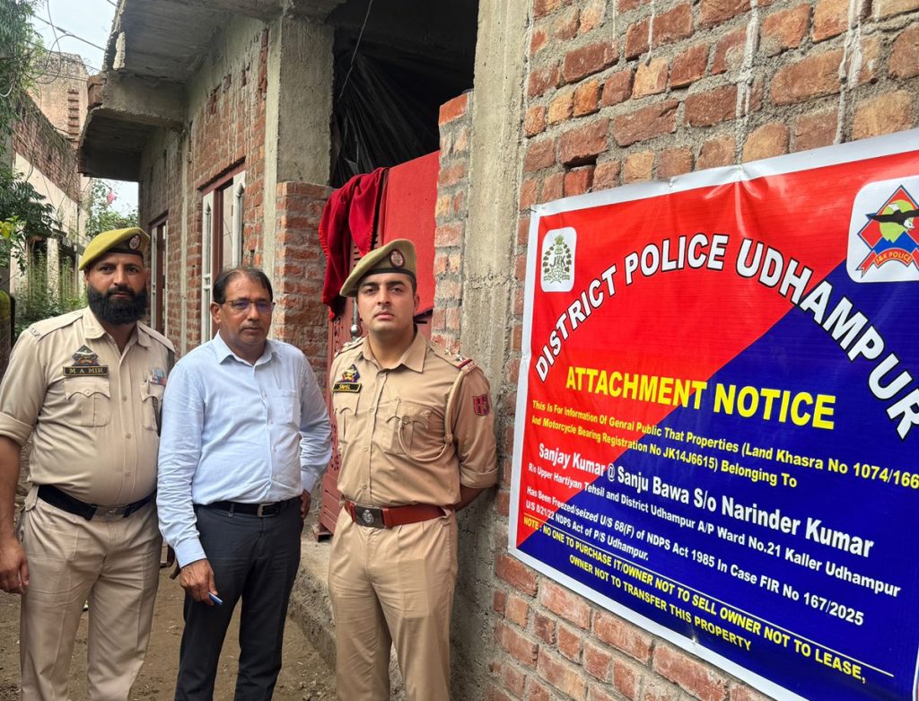 J&K Police Attaches Drug Peddler’s Property Worth Rs 50 Lakh In Udhampur