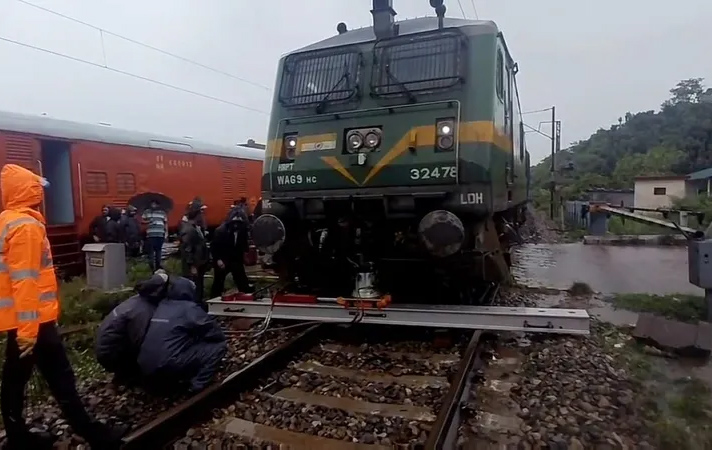 Goods Train Derails After Flash Floods Damage Track In Kathua