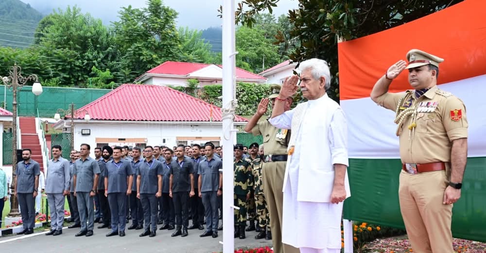 Lieutenant Governor Hoists National Flag at Raj Bhavan in Srinagar on the 79th Independence Day
