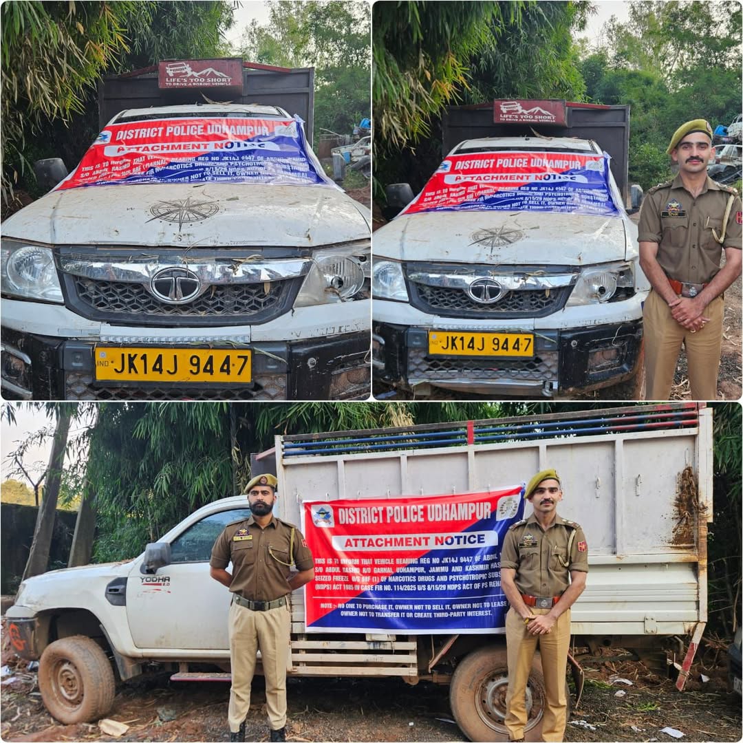 Udhampur Police Attaches Vehicle Worth ₹12 Lakh Belonging to Drug Peddler Abdul Wahid of Garnai, Udhampur under NDPS Act