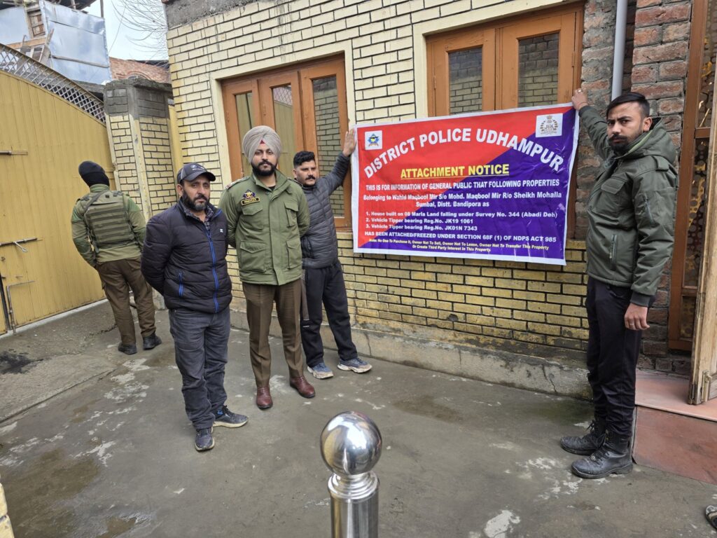 J&K Police Attach ₹1.20 Crore Properties of Inter-District Drug Peddler in Udhampur