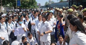 Students Protest Outside GCW Gandhi Nagar Over Death Of Student, Allege Negligence