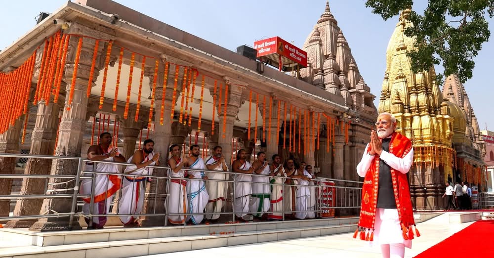PM Modi Holds 14-Km Roadshow In Varanasi, Offers Prayers At Kashi Vishwanath Temple