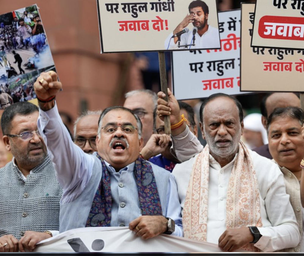 NDA, INDIA Bloc MPs Face-Off Outside Parliament Over Jharkhand Police Action, Ram Temple Donation Issues