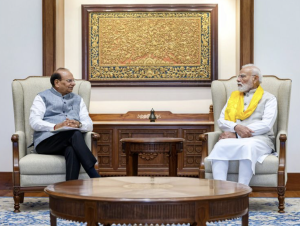 Ladakh Lieutenant Governor Vinai Kumar Saxena on Thursday called on Prime Minister Narendra Modi and discussed the progress