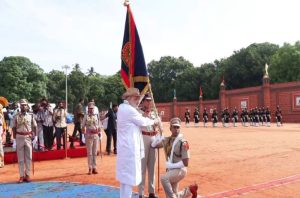 Amit Shah Presents 'President's Police Colour' To Puducherry Police