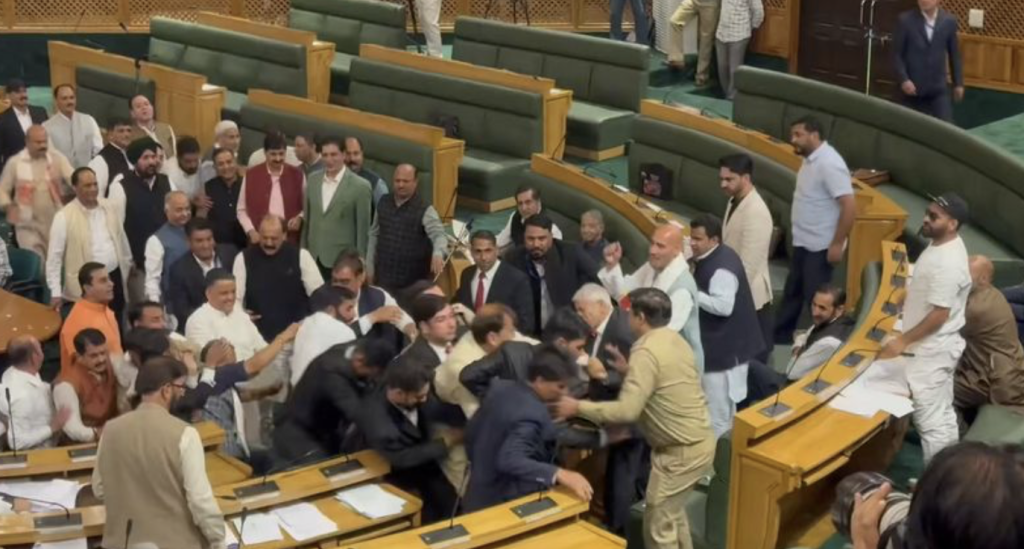 Four Protesting MLAs Marshalled Out Of J&K Assembly
