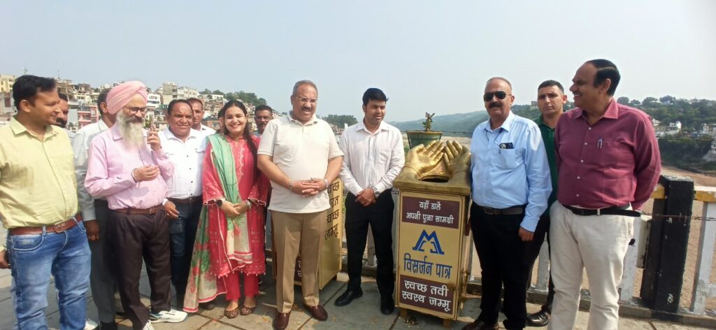 JMC Installs Visarjan Patras at Gujjar Nagar Bridge to Protect Tawi River